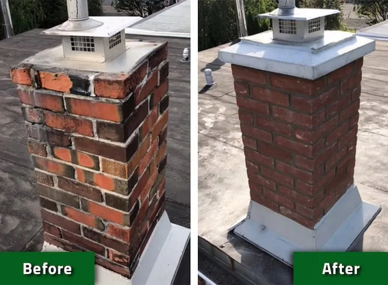 Chimney work before and after