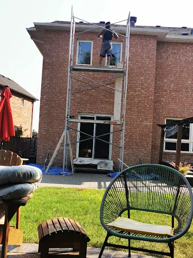 Masonry work completed with access equipment